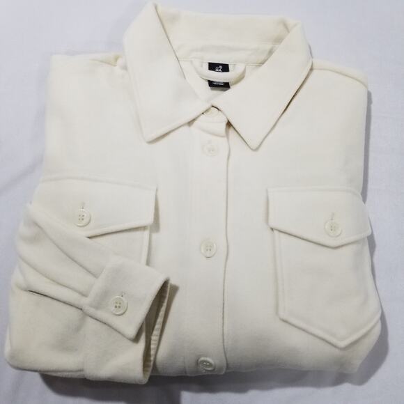 WOOLX Jacket Womens Medium Merino Wool Sawyer Shacket Sweet Cream NWT Boucle - Picture 2 of 12